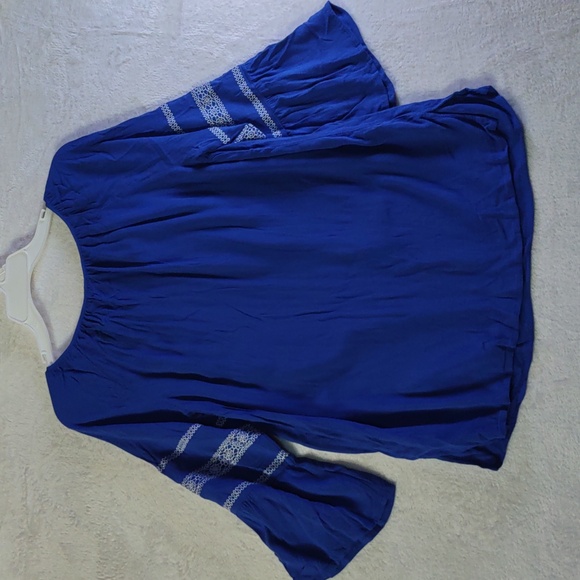 Medium royal blue 1/2 sleeve shirt, With Embroidery Detail by Ruby Rd. - Picture 8 of 14